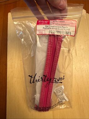 thirty-one Pink Get Creative Slim Pouch with Hot Pink Zipper